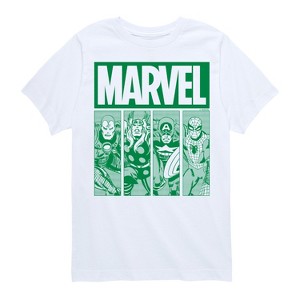 Boys' - Marvel - St. Patrick's Day Green Grid Short Sleeve Graphic T-Shirt - 1 of 4