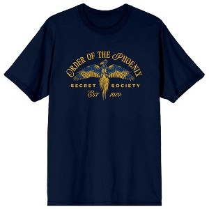 Harry Potter Order Of The Phoenix Secret Society Crew Neck Short Sleeve Navy Women's T-shirt - 1 of 3