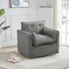 35 Inch Upholstered Swivel Accent Chair with Back Support Pillow,Modern Square Armchair,Fully Assembly Reading Chair for Living Room,Nursery,Bedroom - 2 of 4