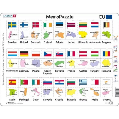 Larsen Puzzles European Union Capitals and Flags Kids Jigsaw Puzzle - 54pc