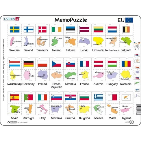Larsen Puzzles European Union Capitals and Flags Kids Jigsaw Puzzle - 54pc - image 1 of 3