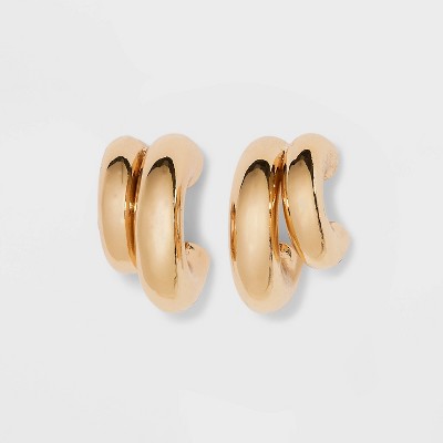 Double Hollow Tube Hoop Earrings - A New Day™ Gold : Target