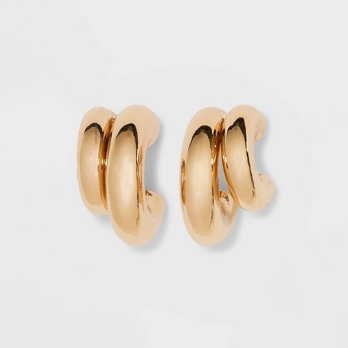 Double Hollow Tube Hoop Earrings - A New Day™ Gold : Target