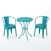 SKRAN Set of 3 KD Metal Outdoor Iron Bistro Set,Comprising Two Chairs and One Table for Small Spaces, Cozy Corners, Garden and Patio(Teal) - 4 of 4