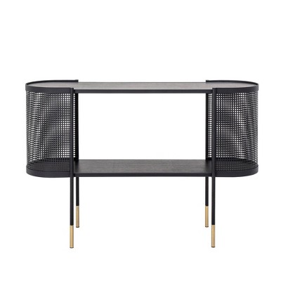 Storied Home Metal Console Table with Shelf for TVs up to 40" Black