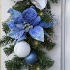 Barton 2x 28" Christmas Teardrop Swag Wreath Blue & Silver w/Ornanmets Pre-Lit - 4 of 4