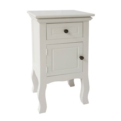 Single Drawer Wooden Storage Cabinet with Door Storage and Cabriole Legs White - The Urban Port