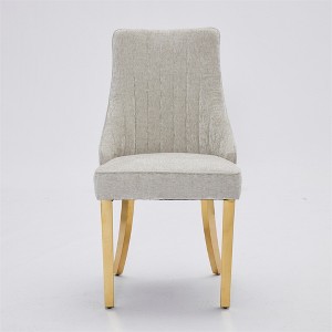 Dronkon Set of 2 Chenille Upholstered Dining Chairs with Steel Legs, High-Back Channel Tufted Kitchen & Dining Room - 1 of 4
