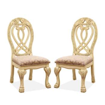 Set of 2 Bethela Leatherette Wood Carved Side Chair White - HOMES: Inside + Out