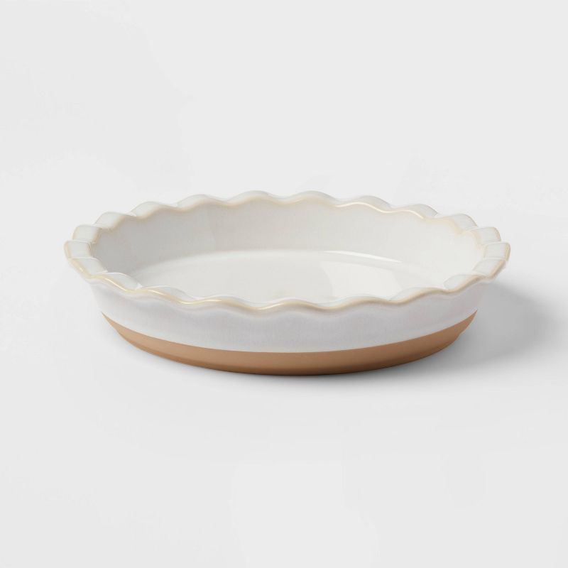 10&#34; Stoneware Pie Pan Cream - Threshold&#8482;, 1 of 4