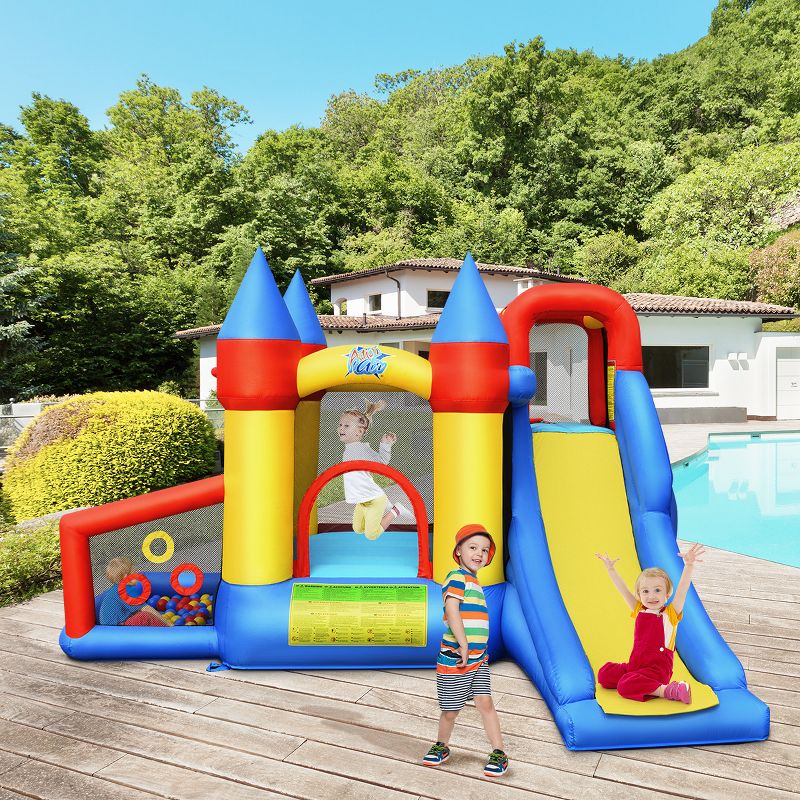 Costway Inflatable Bounce House Slide Bouncer Kids Castle Jumper w/ Balls & 780W Blower, 4 of 11