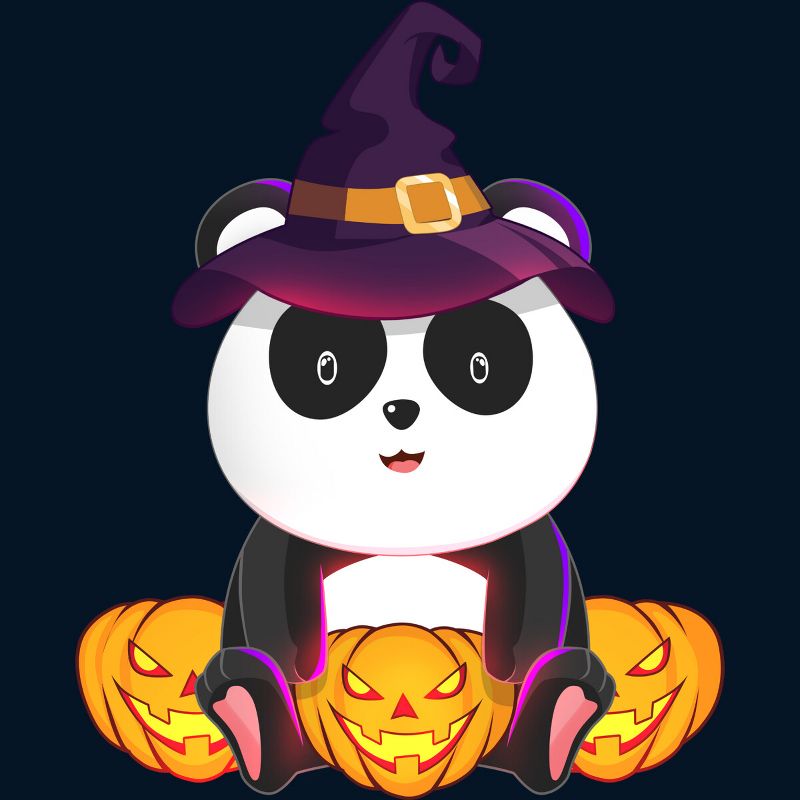 Boy's Design By Humans Cute Panda Mock up Witch With Jack O Lantern Halloween T-Shirt By thebeardstudio T-Shirt, 2 of 4