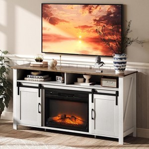 VINGLI Fireplace TV Stand with Sliding Barn Door for 70 Inch TV, Farmhouse Entertainment Center ＆ 23" Fireplace - 1 of 4