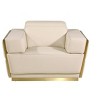 HomeRoots 47" Beige and Gold Italian Leather Club Chair - 4 of 4
