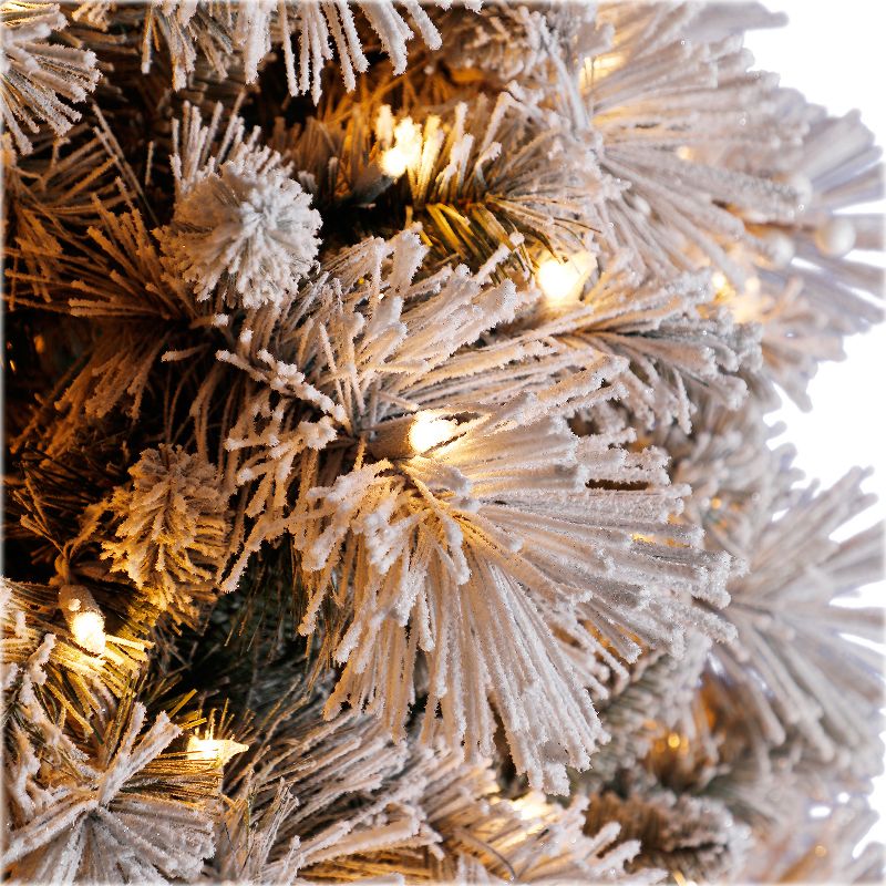 Home Heritage Snowdrift Spruce 7.5 Foot Snow Frosted Artificial Pre-Lit Christmas Tree with White Clear Lights, 2 of 7