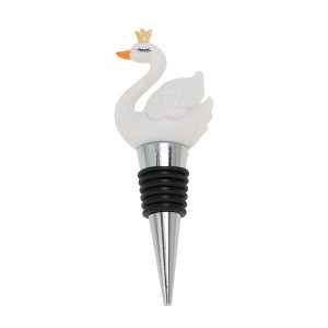 Unique Bargains Swan with Crown (Eyes Closed) Aluminum Alloy TPE White Black Silver Tone 1 Pc - 1 of 3
