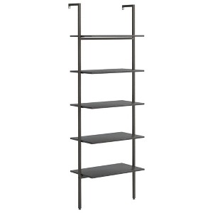 vidaXL 5-Tier Leaning Shelf Storage 5-Tier Bookshelf Rack for Living Room - Black 72.8" - 1 of 4