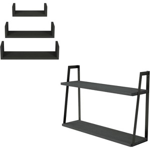 Sriracha U Shelves Wall Mounted Set of 3 and Floating Shelves Set of 6 - 1 of 3
