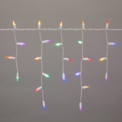 Philips 13ft 200ct Super Bright Mini Christmas LED Icicle Lights Multicolor with White Wire