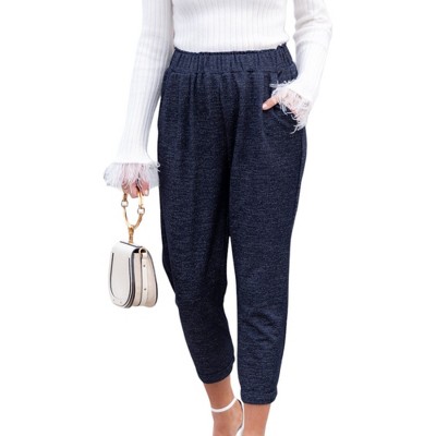 Amaryllis Women's High-Waisted Jogger Pants Elastic Waist Relaxed Fit Casual Chic