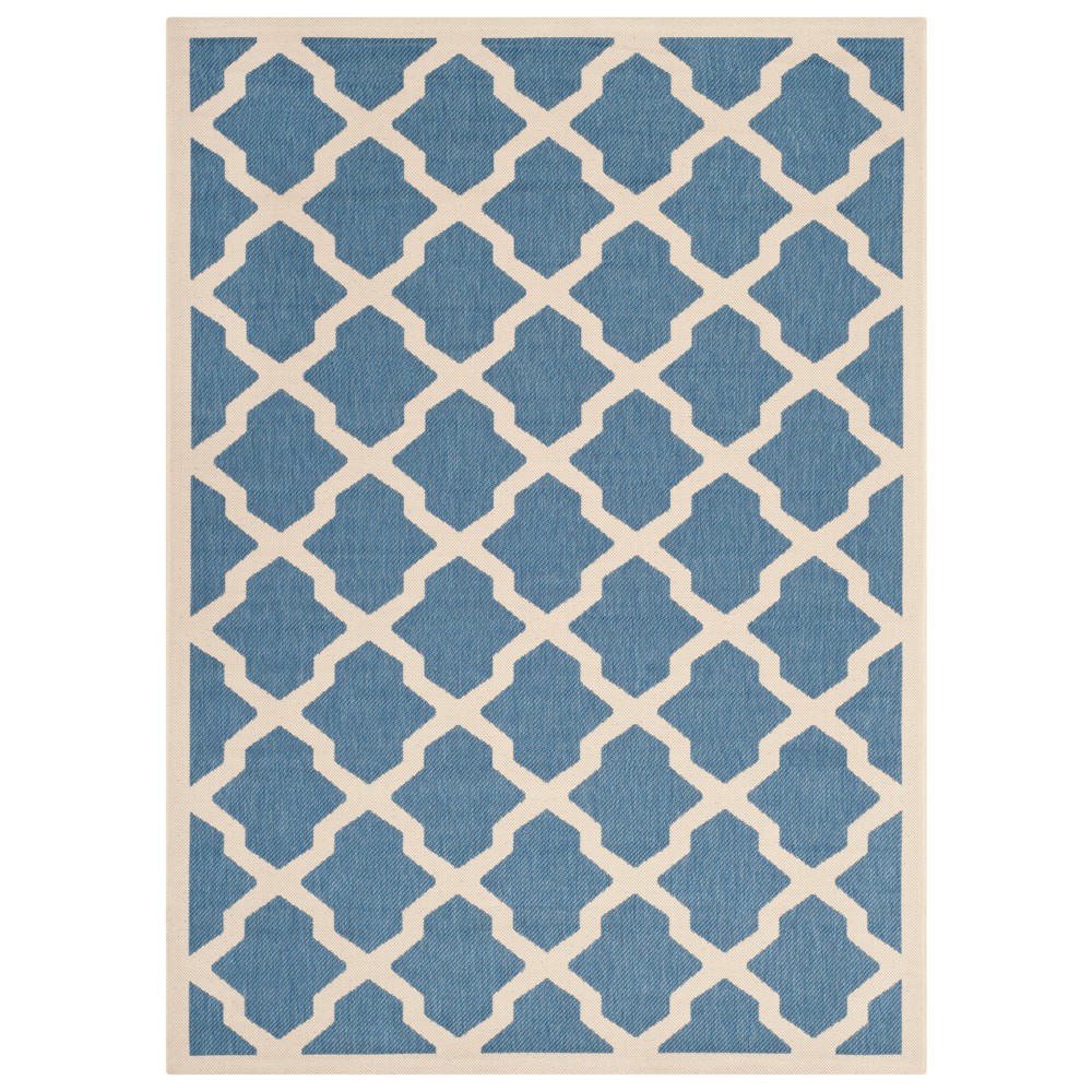 6'7inX9'6in Amherst Evie Outdoor Rug Blue/Beige - Safavieh