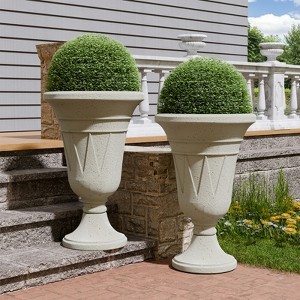 FONTOI 2 Pack Planters with Scalloped Rim, Outdoor Indoor Planters, Flower Plant Pots for Garden, Patio, Backyard, Porch, Beige, 15.75"*23.62"*15.75" - 1 of 4