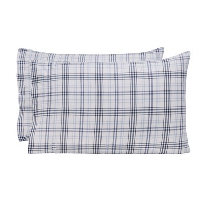 Plaid Flannel Cotton Classic Modern Farmhouse Pillowcases, Set of 2 by Blue Nile Mills