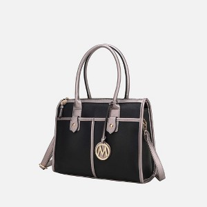MKF Collection Livia Women's Satchel Bag Vegan Leather by Mia K - Black Pewter - 1 of 4