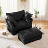 Slipcovered Armchairs, Armchair Sets with Large Soft Pillows and Ottoman, Corduroy Fabric Accent Chair Set for Living Room-Cuddlewood - 2 of 4