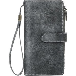 BEAFUP Womens Wallets,Large Capacity Credit Card Holder RFID,Wallet Women Double Zipper Pocket Leather Bifold Ladies Wristlet Clutch Wallet - 1 of 4