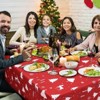 Waterproof Tablecloth - Holiday Party Tablecloth, Merry Christmas Print, Red Base with Random Deer and Christmas Tree, Dining Room and Kitchen Decor - 3 of 4