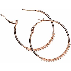 Pavilion Gift Company - Crystal Classic in Rose Gold - 1.5" Austrian Crystal Hoop Earring - Earrings - 1 of 4