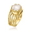Ross-Simons 9x11mm Bezel-Set Cultured Pearl Multi-Row Ring in 18kt Gold Over Sterling - 3 of 4
