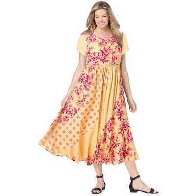 Woman Within Petite Mixed Print Maxi Dress