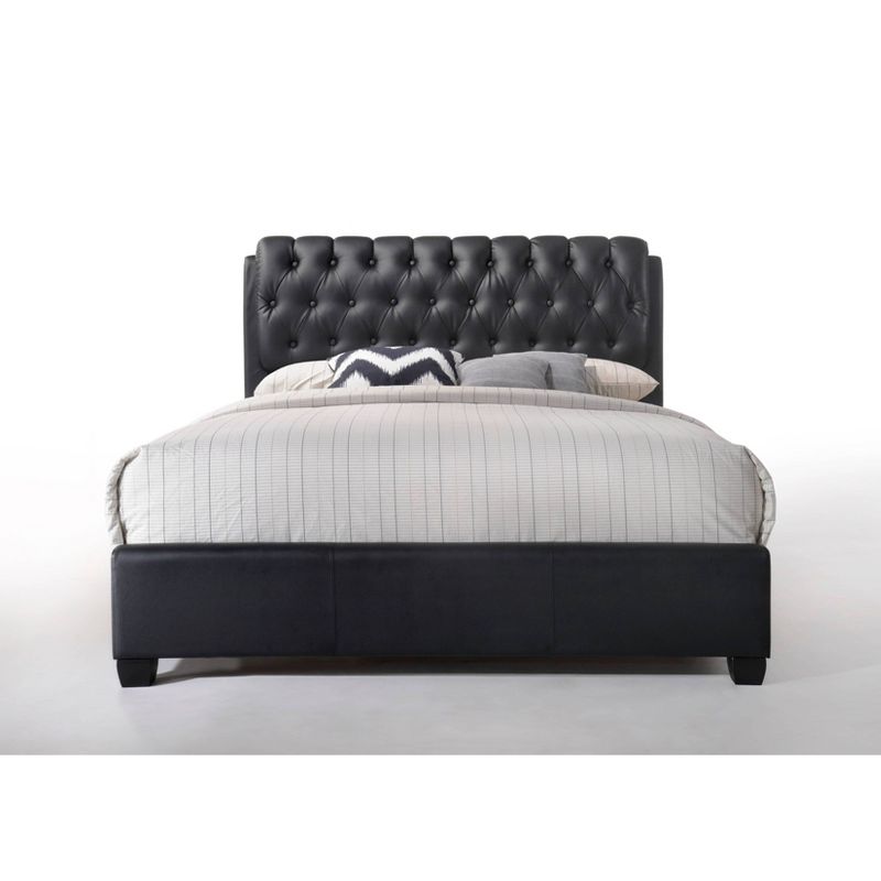 Queen Ireland II Bed Black Faux Leather - Acme Furniture, 3 of 7