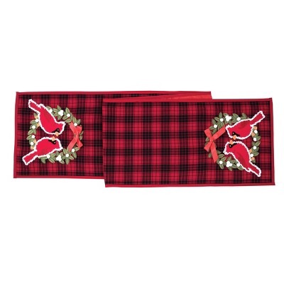 C&F Home 13" x 72" Cardinal Plaid Wreath Table Runner