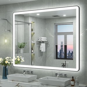 Apmir Super Bright Independent Controlled Front & Back LED Lighted Anti-Fog Aluminum Alloy Framed Tempered Glass Bathroom Mirror with  3-Year Warranty - 1 of 4