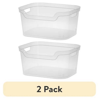 Racxily Large Open Bin, Clear Plastic, Easy Access Bin with Scoop Front