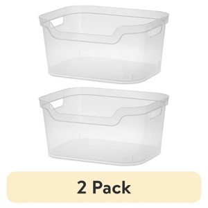Racxily Large Open Bin, Clear Plastic, Easy Access Bin with Scoop Front - 1 of 4