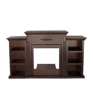 Barton 70" Media Mantel TV Stand for Insert Fireplace Bookcases Shelf (Espresso, Stand only) - 1 of 4