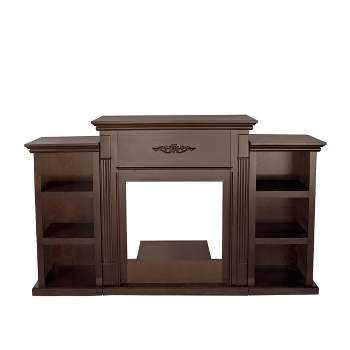 Barton 70" Media Mantel TV Stand for Insert Fireplace Bookcases Shelf (Espresso, Stand only)