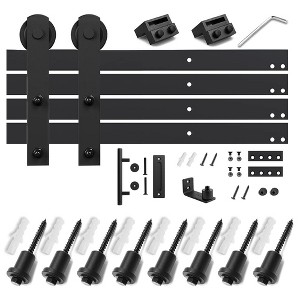 SMARTSTANDARD Interior Sliding Barn Door Hardware Kit, Heavy Duty Matte Black Track with I-Shape Hangers (Door Not Included) - 1 of 1