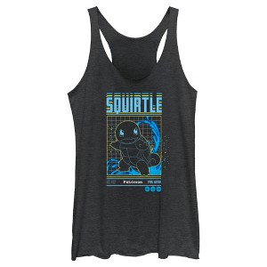 Women's Pokemon Squirtle Retro Grid Racerback Tank Top - 1 of 4