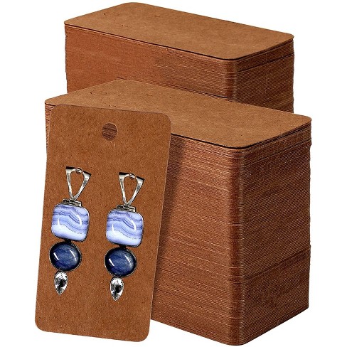 500-Pack 2x3 Pre-Punched Hanging Jewelry Earrings Display Cards Brown Kraft Paper, Medium 