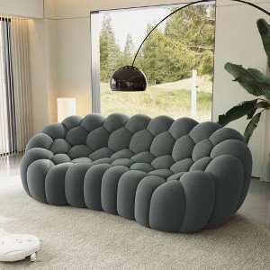 WJSHome Bubble Sofa,98.43'' Comfy Breathable Mesh Fabric Upholstered Curved Couch, 3D Honeycomb Shape Modern Couch for Living Room - 1 of 4