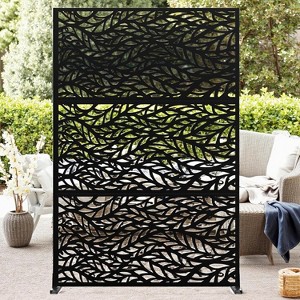 72" H x 47" W Metal Privacy Screen, Freestanding Outdoor Decorative Wall Panel with Stand for Patio, Garden, Balcony & Indoor - 1 of 4