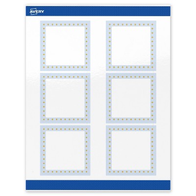 Avery 3" x 3" Labels, Gold Dots with Blue Border, 60 ct