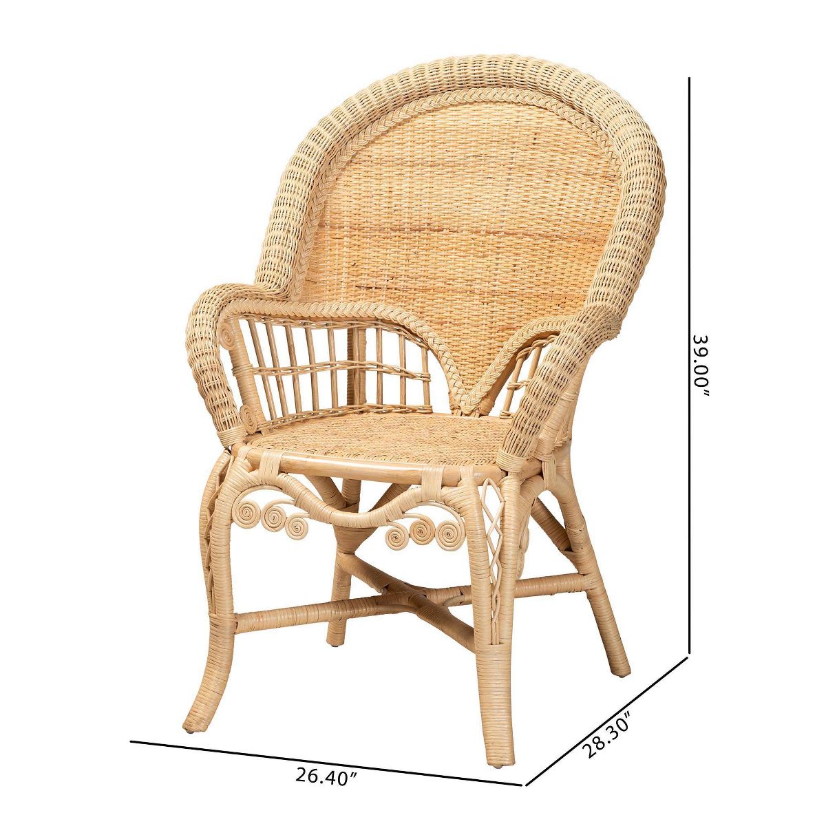 bali & pari Ratu Rattan Accent Chair: Handcrafted, Bohemian Design, No Assembly Required - thumbnail 10
