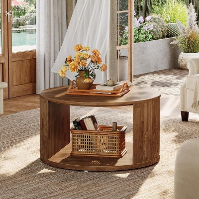 Tribesigns Round Coffee Table, 31.5" Circle Center Table with Alcove Storage, Accent Cocktail Table for Living Room, Apartment, Small Space