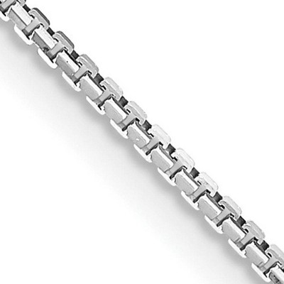 Black Bow Jewelry 1mm 14K White Gold Solid Concave Box Chain Necklace